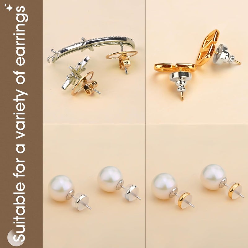 Goffing Earring Backs for Droopy Ears Heavy Earrings - Replacements Locking Ear Supports | 6 Pairs Secure Stud Clutches for Sensitive Skin(Flat 1) - Image 4
